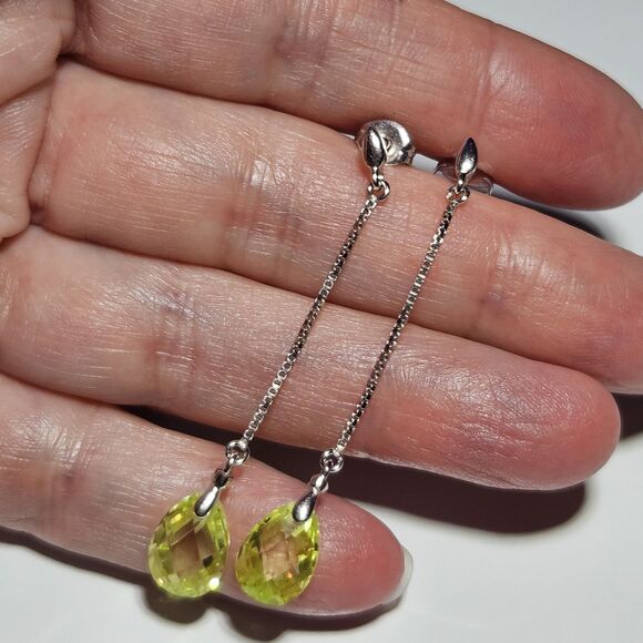 **Sale** Vintage Prime Art & Jewel Sterling Silver Dangling Yellow Green Faceted - Picture 1 of 15